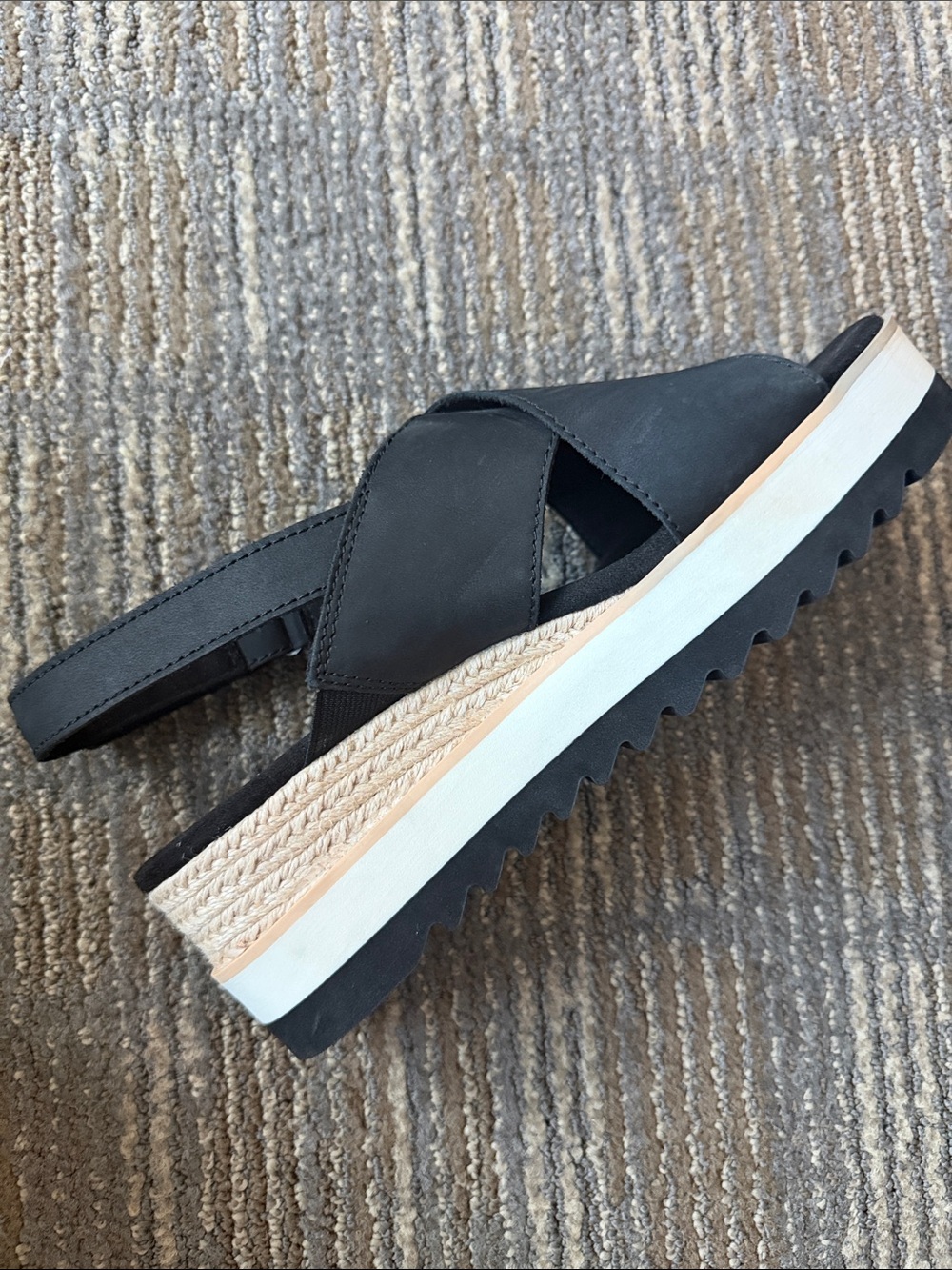 Toms Black Crossband Platform Slingback Sandal LEFT SHOE ONLY